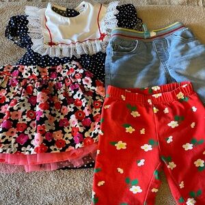 Floral and Polka Dot Kids Clothing Set a Group of 4 items